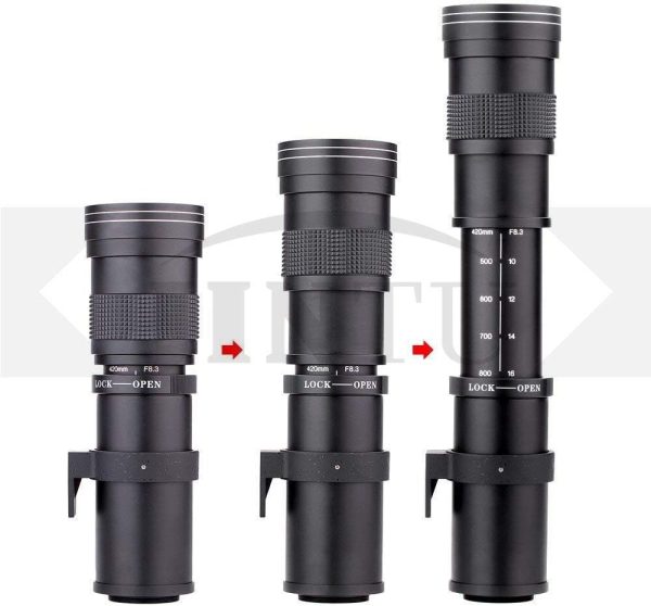 JINTU 420-800mm f/ 8.3 Manual Telephoto Zoom Lens + T-Mount for Canon EOS Rebel SL2 SL1 T3 T3i T4i T5 T5i T6 T6i T6s T7 T7i 4000D 6D 7D 60D 70D 77D 80D 5D II/III/IV 550D 650D SLR Camera Lenses - Image 5